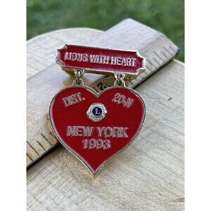 Lions Club Lapel Pin with Heart Dist. 20-N New York‎ 1993 2-1/4"